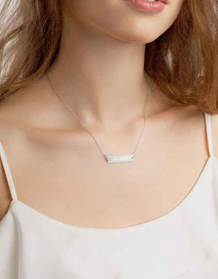 Whaboom Engraved Silver Bar Chain Necklace