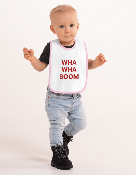 Wha, Whaaaa BOOOM! Embroidered Baby Bib