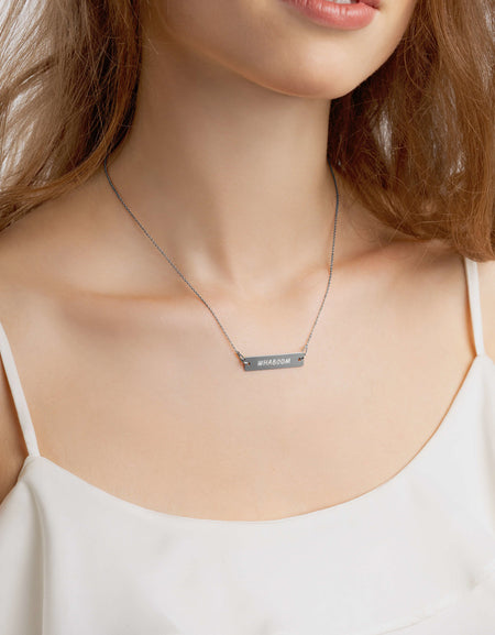 Whaboom Engraved Silver Bar Chain Necklace